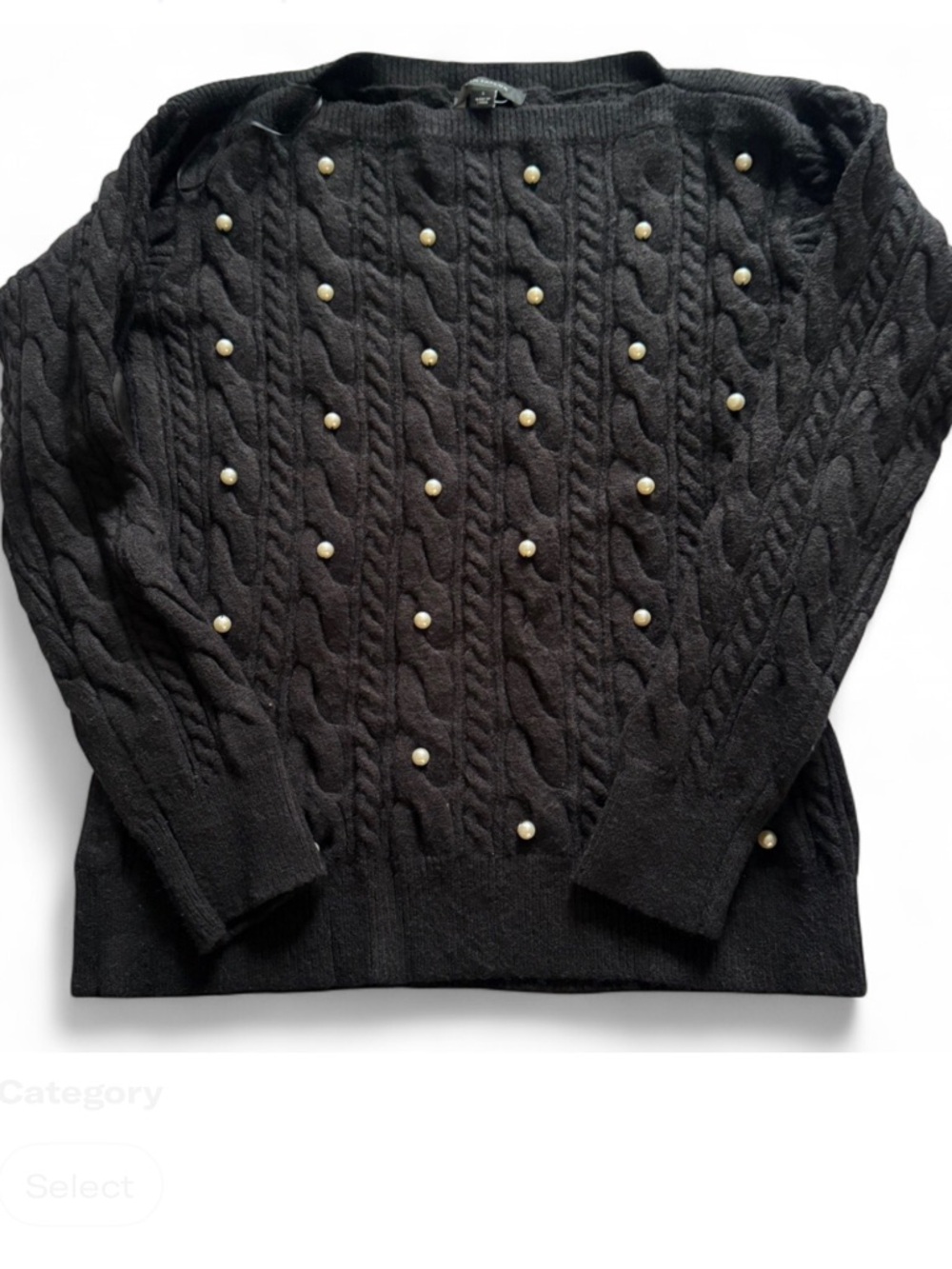 Ann Taylor Black Sweater with Pearl Accents - Picture 4 of 11